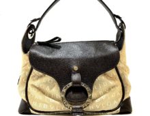 ブルガリ ロゴマニア キャンバス レザー ショルダーバッグ