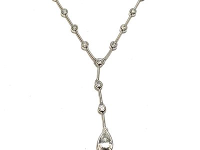 Pt850 ペアシェイプダイヤネックレス