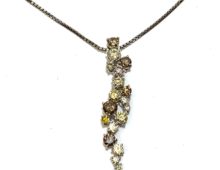 Pt850 K18WG カラーダイヤネックレス