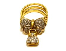 K18 メレダイヤ0.5ct リボンモチーフリング