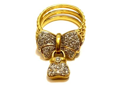 K18 メレダイヤ0.5ct リボンモチーフリング