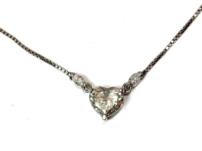 Pt850 ハートダイヤネックレス