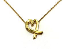 ティファニー ネックレス 750YG ラビングハート