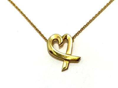 ティファニー ネックレス 750YG ラビングハート