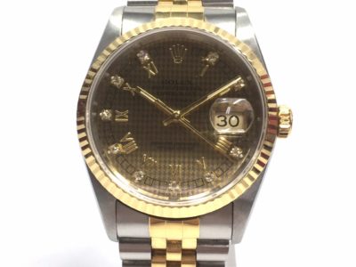 ロレックス デイトジャスト メンズ 千鳥格子文字盤 10Pダイヤ 16233G