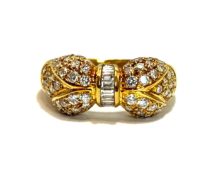 K18 ダイヤモンド リボンモチーフリング