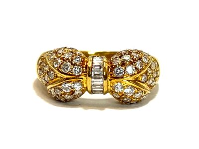 K18 ダイヤモンド リボンモチーフリング