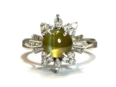 Pt900 キャッツアイ ダイヤ リング