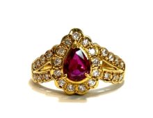 K18 ルビー メレダイヤ リング